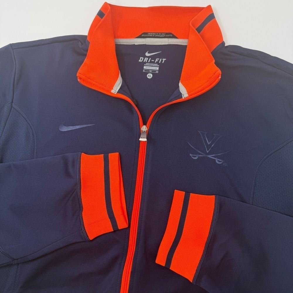 Nike Dri-FIT Virginia Cavaliers Track Jacket Mens XL Navy Blue Orange‎ Full Zip